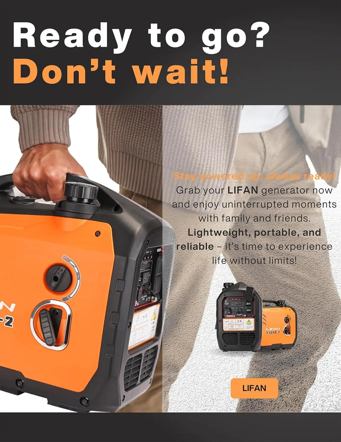 2300W  Inverter Generator - Portable, Quiet & Fuel-Efficient Power Solution for Home, Camping, RV & Emergency Use