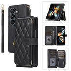 Crossbody Lanyard Leather Phone Case for Samsung Galaxy Z Fold 7 6 5 4 3 Fold5 Fold4 Fold6 5G Wallet with Card Holder Slot Cover