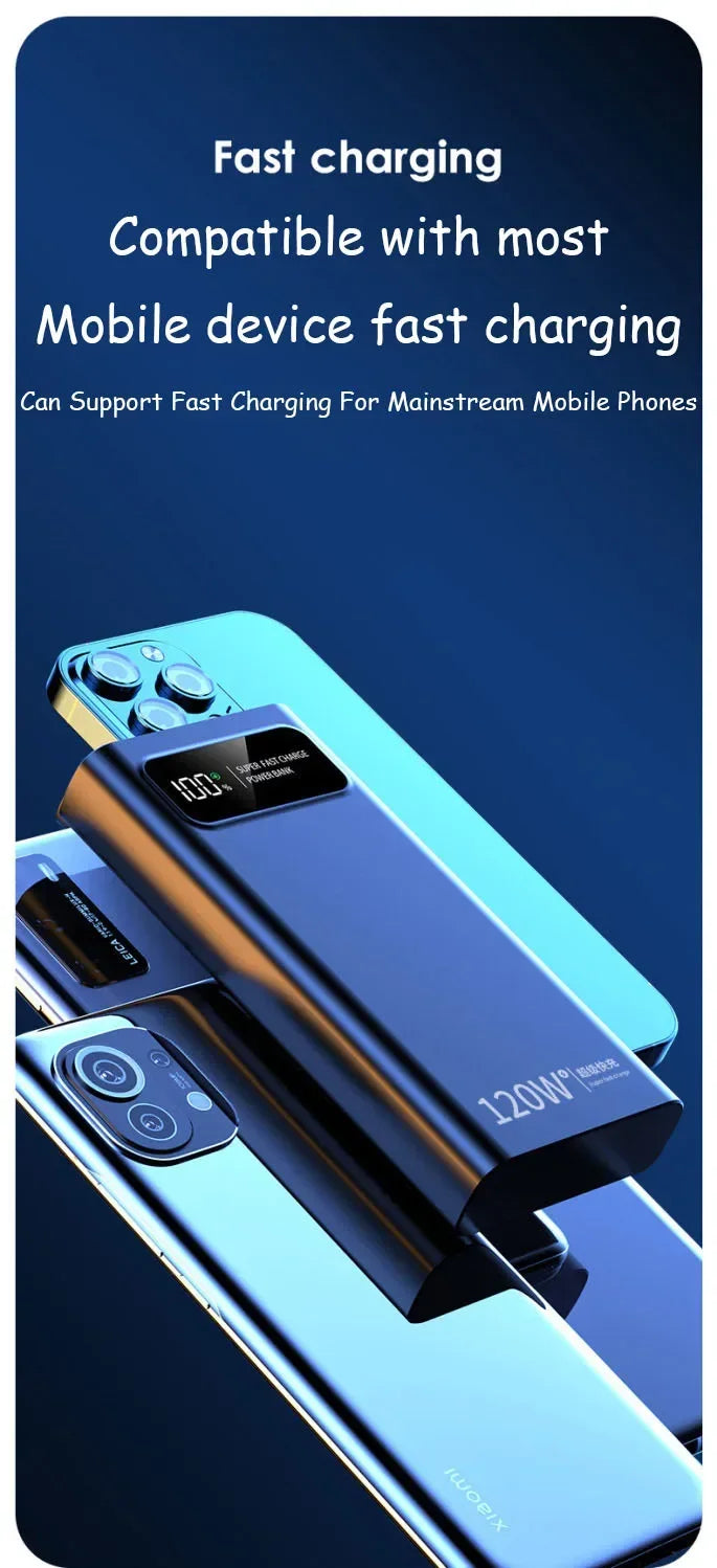 VIVO 120W Power Bank Super Fast Charging 200000mAh Large Capacity Portable External Battery For Mobile Power Bank For IPhone