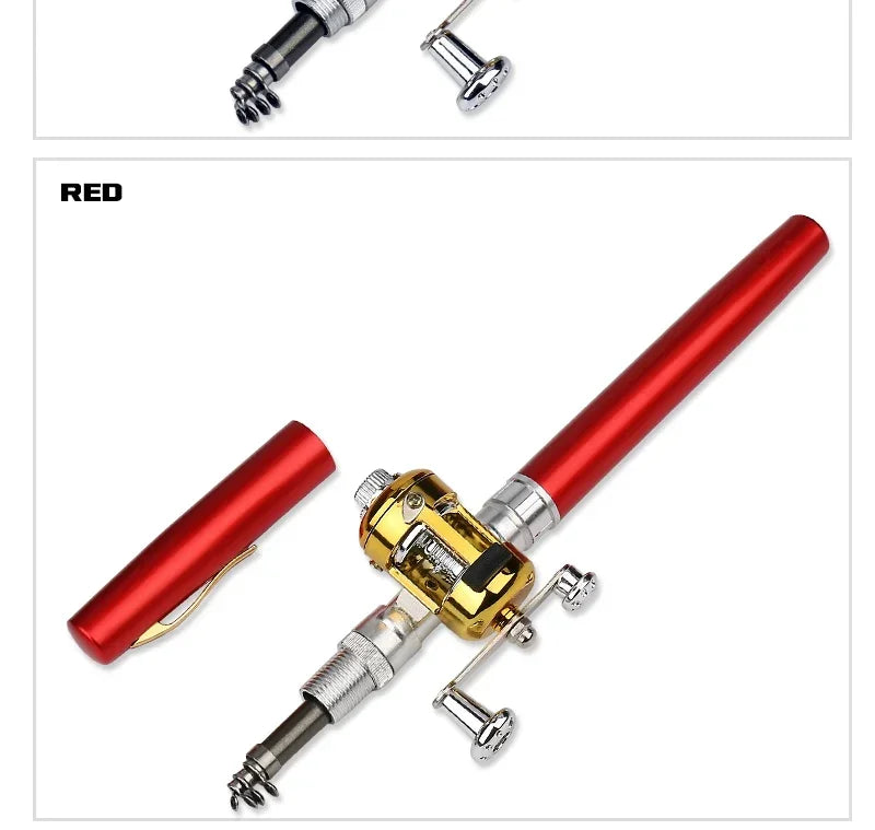 [Fish Rod+Reel+Line+Accessories] Portable Pocket Telescopic Fishing Rod Reel Full Kit Pen Shape Pole 96cm For Fishing Beginner