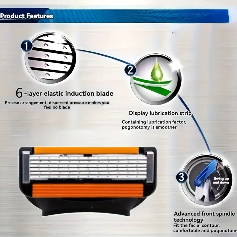 6-layer safety razor stainless steel progressive blade easy to shave men's shaving and women's hair removal shaving tools