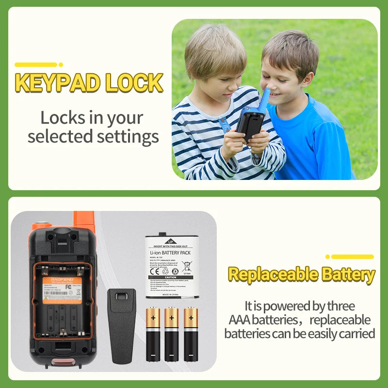 2pcs Baofeng F22 Kids Walkie Talkie Rechargeable Type-C Ham Radio Electronic Toys Birthday Gift Children
