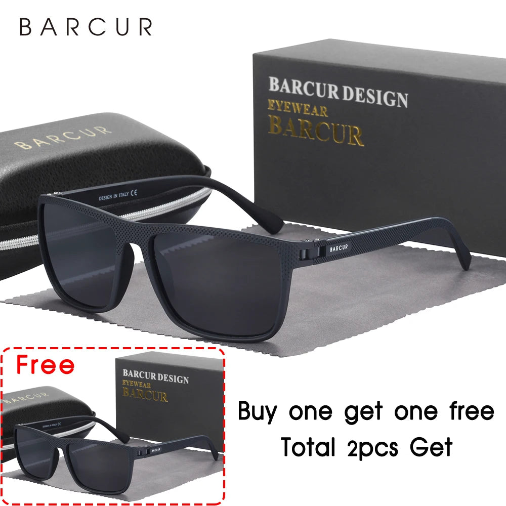 BARCUR Design TR90 Sunglasses Men Polarized Light Weight Sports Sun Glasses Women Eyewear Accessory Oculos UVAB Protection