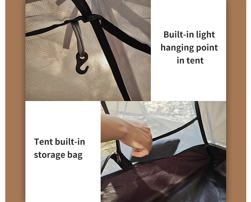 Fireproof 2 Person Winter Tent Hot Tent Waterproof Tunnel Dome Tent with Stove Jack and Snow Skirt for Camping Hiking 4 Season