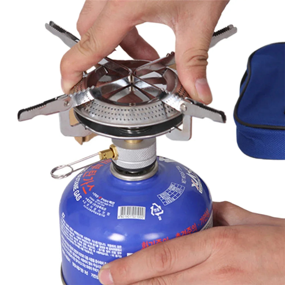 Outdoor Camping Gas Stove Small Camping Stove with Storage Bag Mini Gas Burner Adjustable for Hiking Climbing Fishing