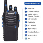 2/4PCS Baofeng Long Range UHF 400-470MHz USB/EU/US Ham Two Way Radio