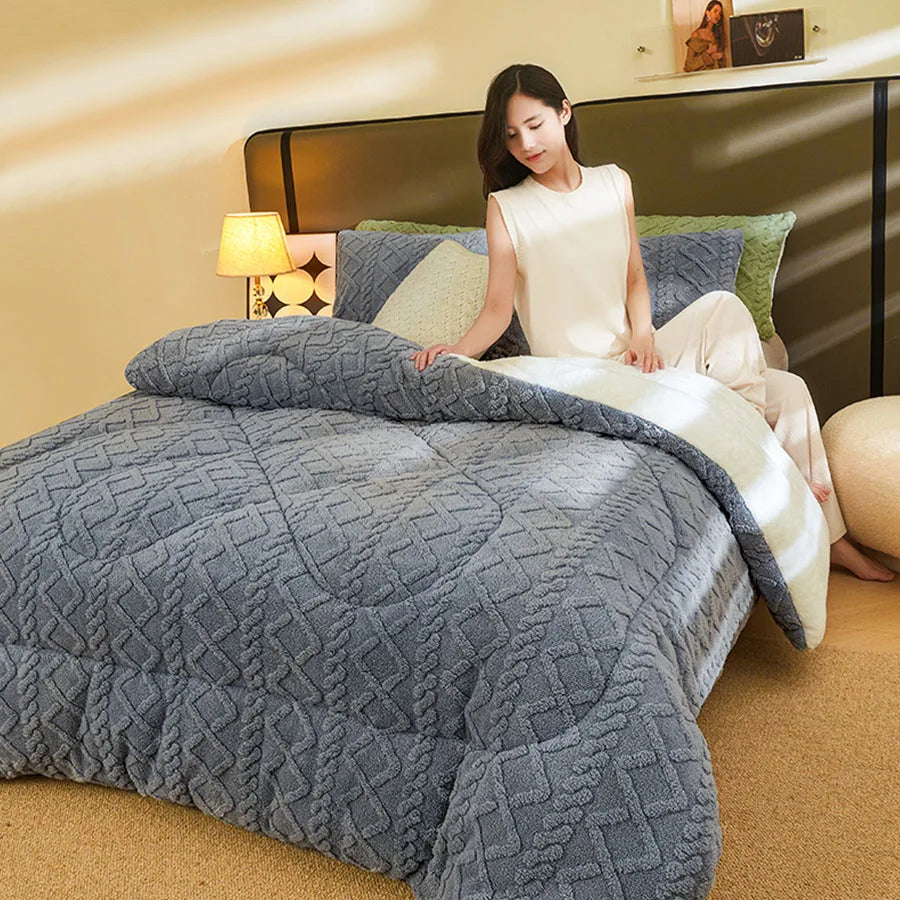 New Super Thick Winter Warm Blanket for Bed Artificial Lamb Cashmere Weighted Blankets Soft Comfortable Warmth Quilt Comforter