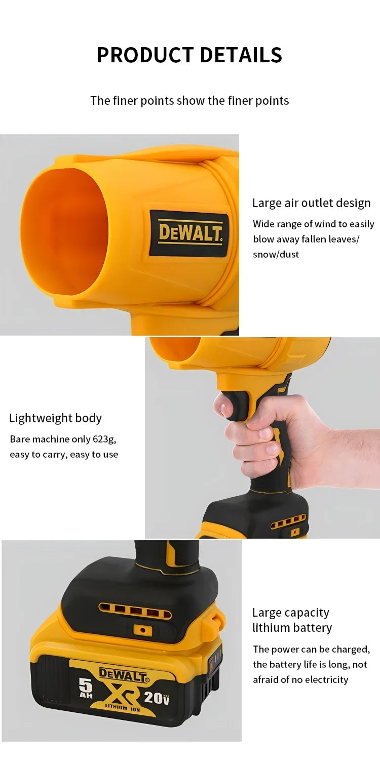 Dewalt 30000RPM Brushless Air Blower Cordless Turbo Fan Handheld Violent Fan Dryer 20V Rechargeable Dust Blowing Tool