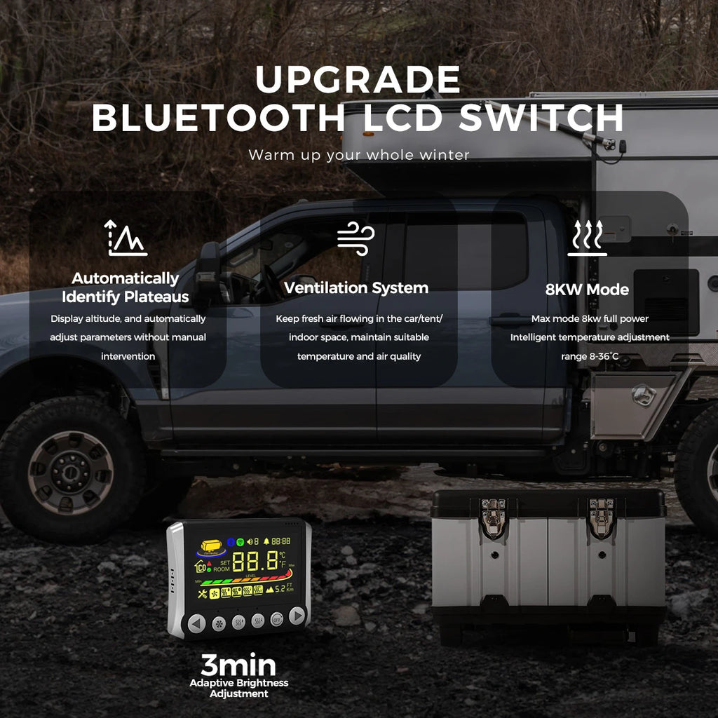 8KW Diesel Auxiliary Heater 110-220V AC and 12/24V DC With High-Altitude Mode & Ventilation Mode Ultra Quiet Portable Heater