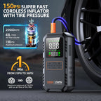 4-IN-1 Car Jump Starter with Air Compressor Peak 5000A Auto Battery Booster 150PSI Air Pump Portable Power Bank Tire Inflator
