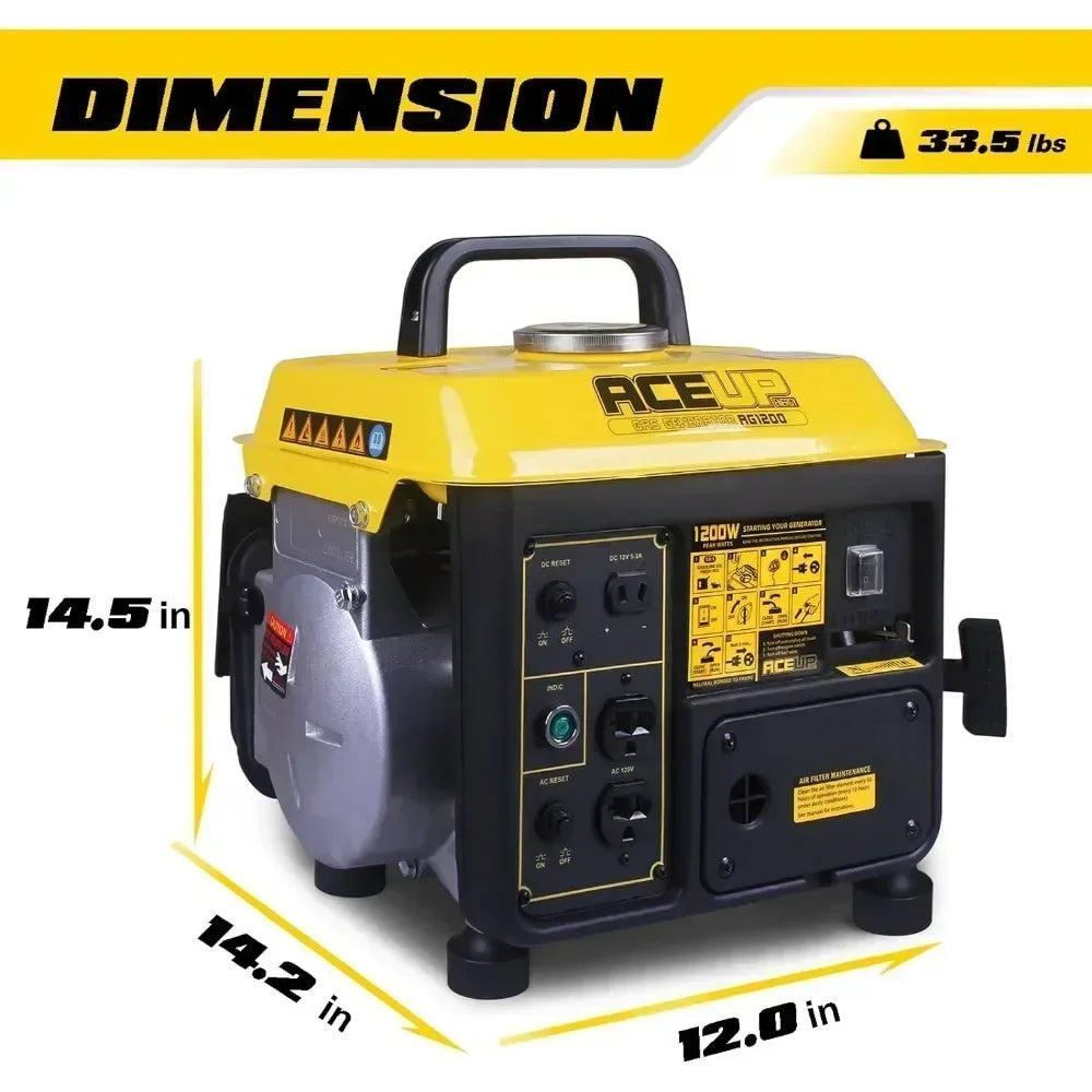 XMSJ.1200W Gas Powered Generator for Home Use Camping Ultralight, EPA & CARB Compliant, Small Portable
