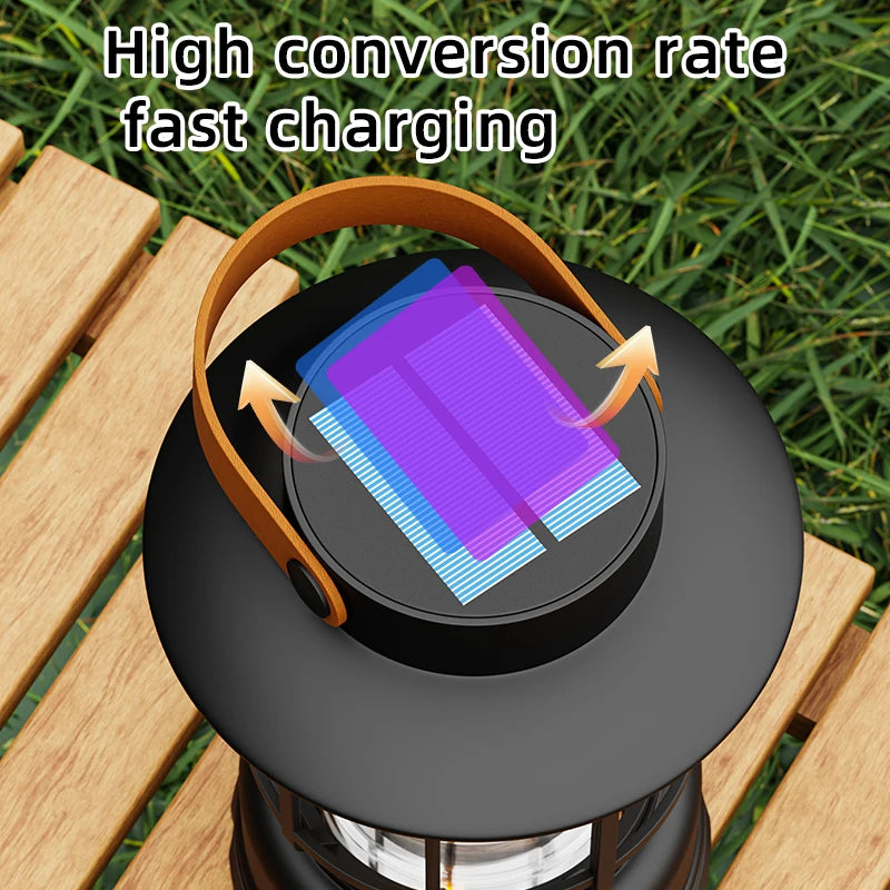 2-in-1 Solar USB Camping Lantern Ultra-Bright LED 360° Hanging Light Portable Design for Tent Hiking Emergencies Function Lamps