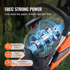 58CC 20" Gasoline Chainsaw Gas Powered Wood Cutting Engine Gas Chain Saw