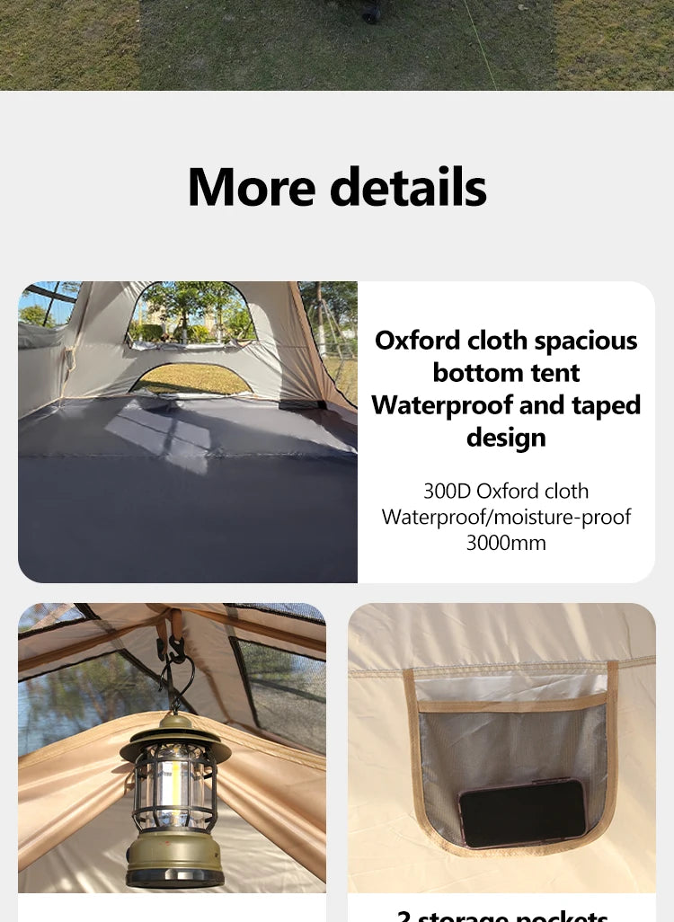 Sonuto Automatic Large Camping Tent 3-8 Person Quick Setup Double Hall Ridge Tent with Canopy for Outdoor Family Adventures