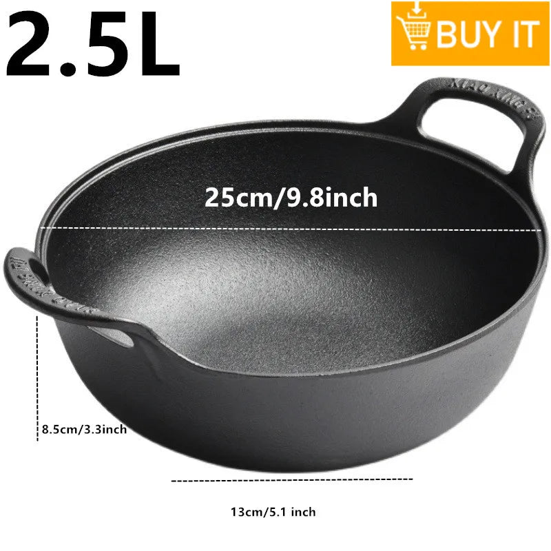 10" Pre-Seasoned Cast Iron Skillet With Pouring Lip For Cooking Bake Cake Barbecue Non-Stick Pan Heavy Duty Frying Pan Oven Safe
