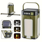 Solar Camping Light，USB/Solar Recharge Portable Lamp with 2000mAh Battery 6 Lighting Modes Outdoor Portable Hanging Tent Light