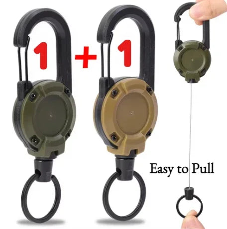 1/2Pcs Retractable Key Chains Anti-theft Metal Easy-to-pull Buckle Rope Elastic Keychain Sporty Retractable Key Ring