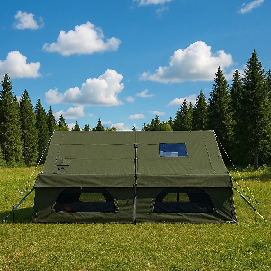129 Square Feet Green Inflatable Camping Tent with Hand Pump,Waterproof Windproof Outdoor Blow up Tent with Chimney Stack