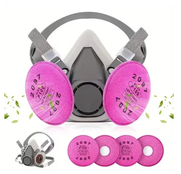 Dustproof 6200 Respirator Gas Mask Half Face with 2097 Filter Goggles Sets for Epoxy Dust Paint Organic Vapor Welding Grinding