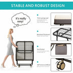 Folding Bed with Mattress for Adults, Portable Cot-Size Rollaway Bed, Metal Frame Foldable Guest Bed with Memory Foam Mattress