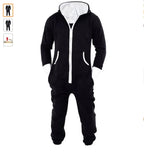 Adults Unisex Onesies Pyjamas Mens Women One Piece Cotton Pajamas Sleepwear Onesies Sleepsuit Black/Blue