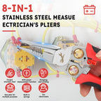 Multifunctional Wire Stripper Electrician Pliers 8-in-1 Stainless Steel Needle-nose Pliers with Electrical Measurement Hand Tool