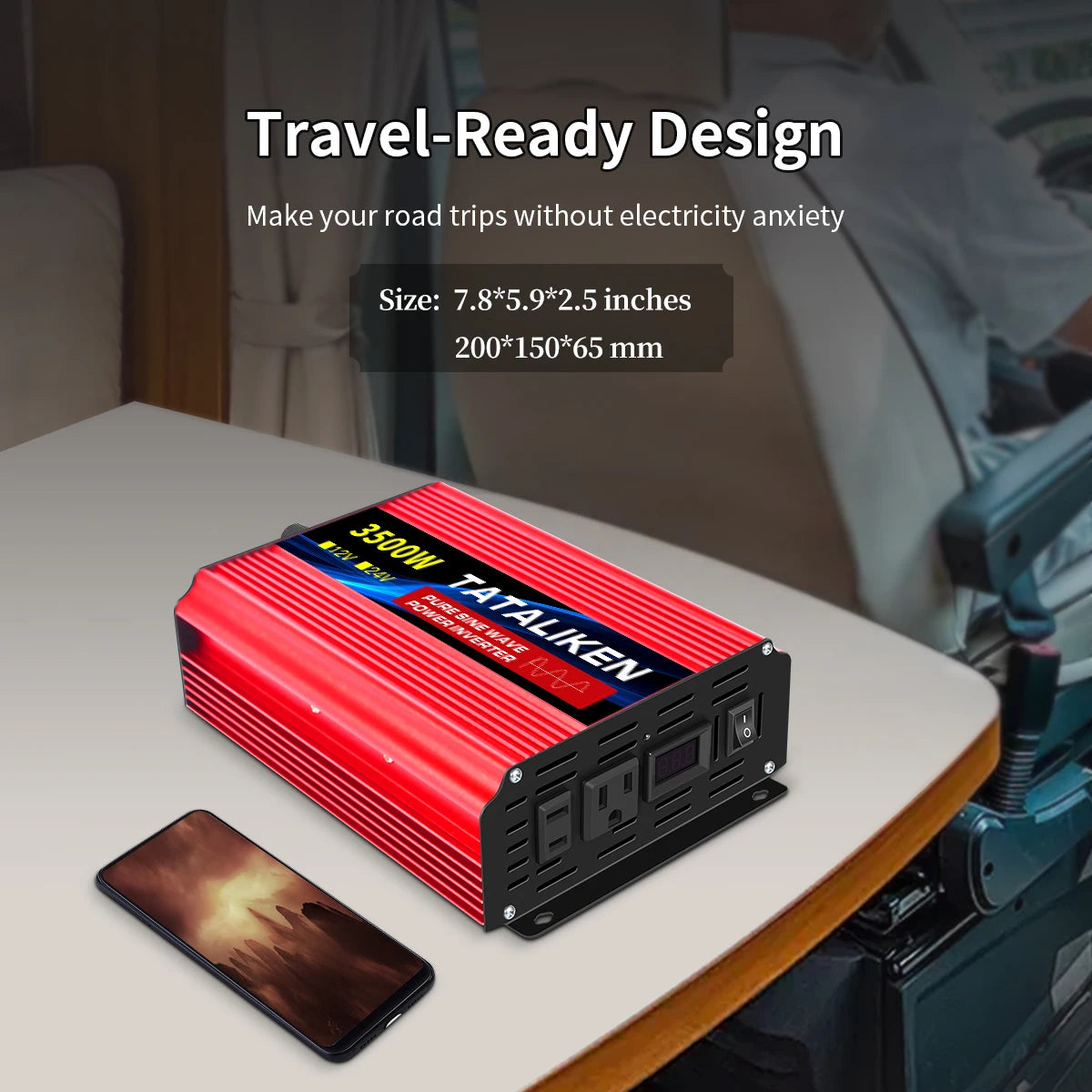 Pure sine wave inverter American socket 3500 w / 4500 w / 5000 w / 6000 w / 7000 w / 8000 w household portable digital display i