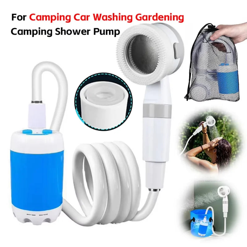 Portable Rechargeable Outdoor Shower Handheld Compact Design Gentle Flow for Car Washing Gardening Bathing Camping Travel