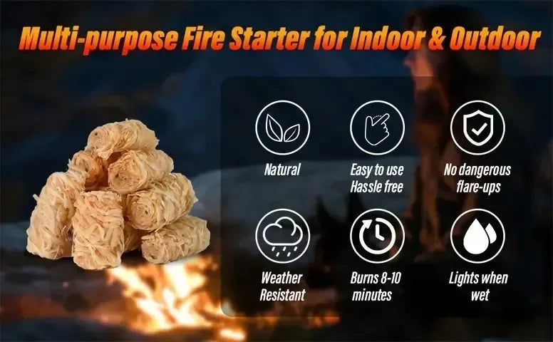 30/100pcs natural fire starter, wax wood stick, suitable for fireplace, barbecue stove, chimney oven, charcoal ignition