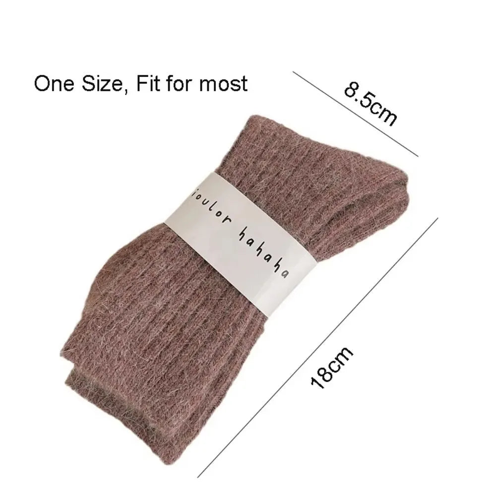 Winter Thick Warm Women's Cashmere Wool Socks Japanese Harajuku Style Solid Color Long Thermal Fashion Sox for Ladies