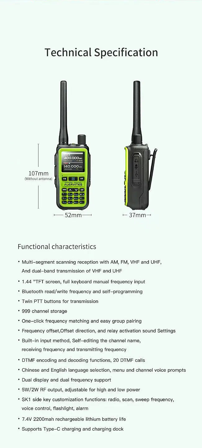 BAOFENG New Walkie Talkie 2PCS 5R Mini 5W Radio walkier talkie BT Dual PTT Transmission AM Aviation Reception Mini Case Radio