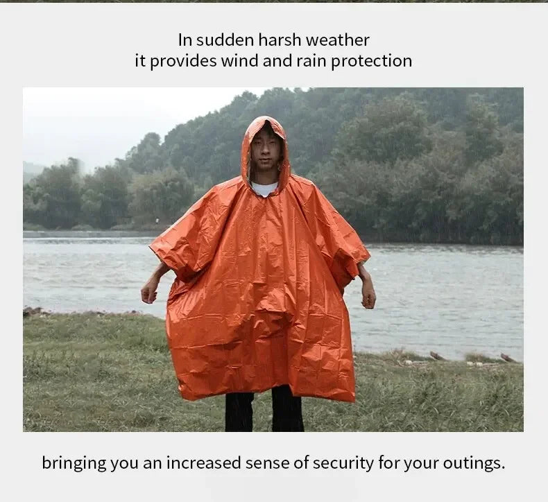 Emergency Raincoat Poncho Waterproof Rainwear Blanket Survival Camping Equipment Cold Insulation Rainwear Camping Equipment