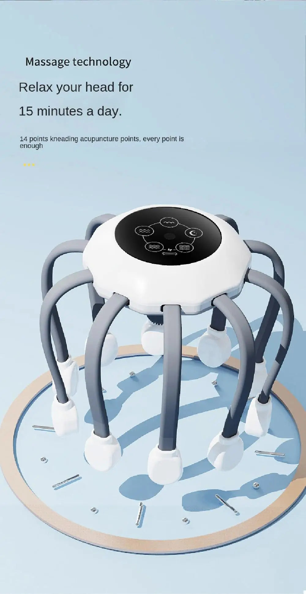 Octopus Claw Eight Claw Massager USB Charging Therapeutic Scratch Pad Electric Head Massager Therapeutic Electric Scalp Massager