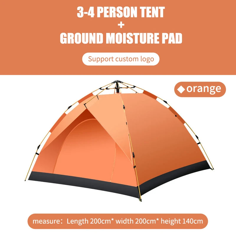 Fully Automatic 3-4 people Double-Layer Beach Camping Tent - Complete Portable Outdoor Family Camping Gear Set