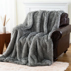 Battilo Faux Fur Throw Blanket Luxury Decorative Sofa Blankets Thick Warm Fur Blanket Soft Fluffy Plaid Throws For Bed King Size