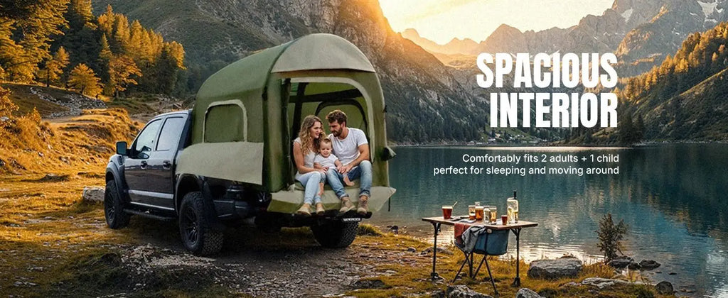 Truck Bed Tent 5.5ft-8ft for 2+1 People/Family, 2 Mins Fast Setup Inflatable Pickup Truck Tent, PU 3000mm Waterproof
