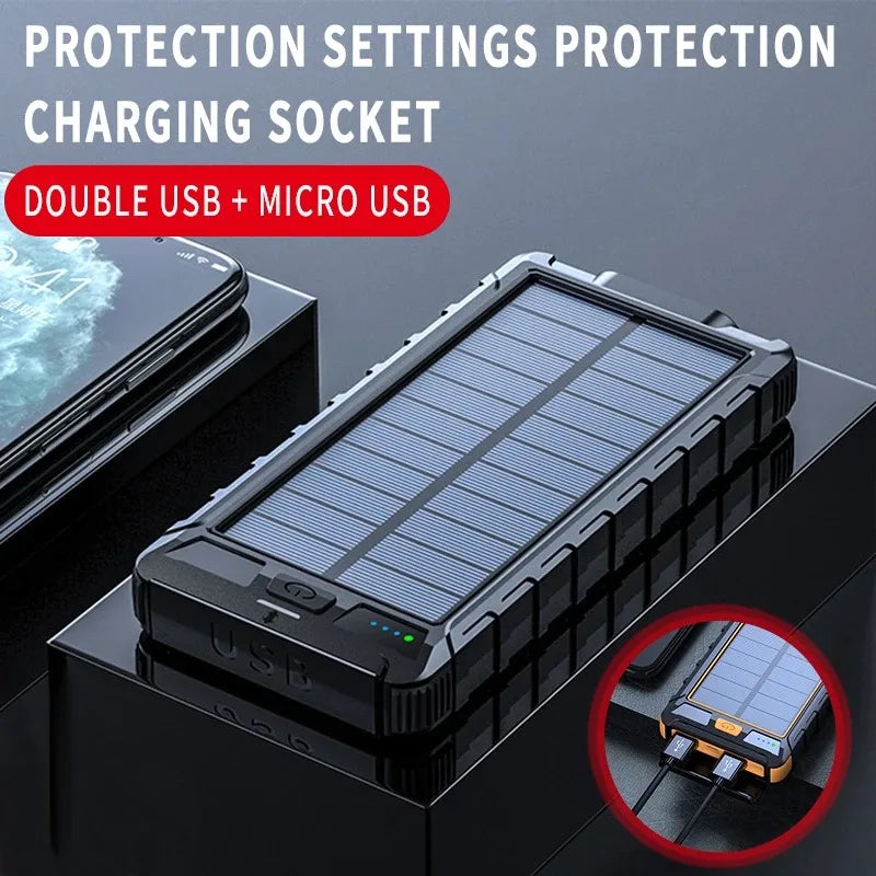Xiaomi 50000mAh Large Capacity Solar Power Bank Outdoor Compass Waterproof External Battery Flashlight For iPhone Samsung