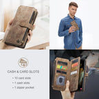 Flip Leather Phone Case For Samsung Galaxy S25 Edge S24 Ultra S23 FE S22 S21 S20 Plus Note 20 A16 A56 Zipper Wallet Card Cover