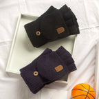 1 Pair Knitted Flip Gloves Wool Gloves Exposed Finger Thickening Winter Warm Touch Screen Fingerless Gloves