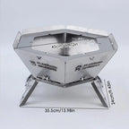 Portable Fire Pit Grill Heavy Duty Firepit Barbecue Grill Campfire Wood Stove Hexagonal BBQ Grill With Handles BBQ Tool Kits