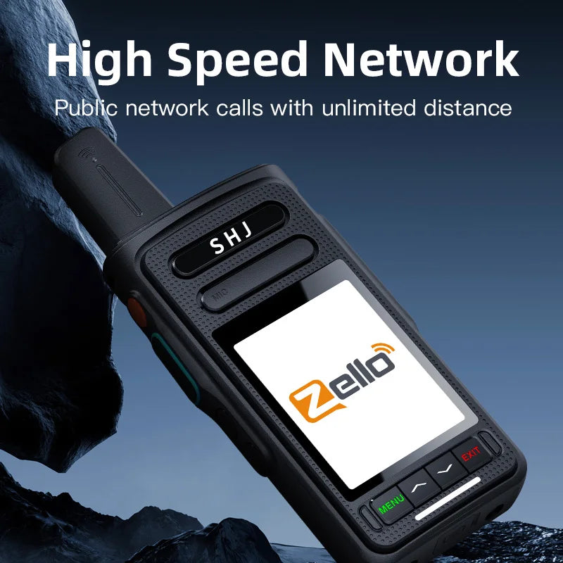 Zello POC Radio 2.4" Android 8.1 Smart Walkie Talkie, 4G SIM/WiFi, 100-Mile Long Range, Bluetooth Handheld Radio