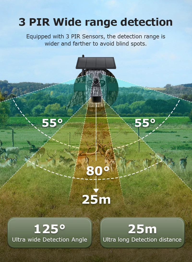 Ucon 4G LTE Cellular Trail Camera 5MP Solar Camera PIR Motion Activated 0.2s Trigger Time Night Vision Wildlife Hunting Cameras