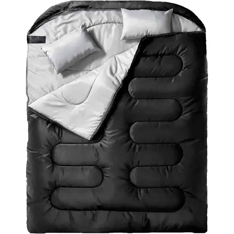 Double Sleeping Bags for Two Adults - With Pillow, All-Season, Cold Weather, Keep Warm