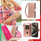 Embossed Zipper Leather Case for Samsung GalaxyS25Ultra S24 S23 S22 S21 S20 S10 S9 S8 Plus FE M33 NOTE10 Series Wallet Cover