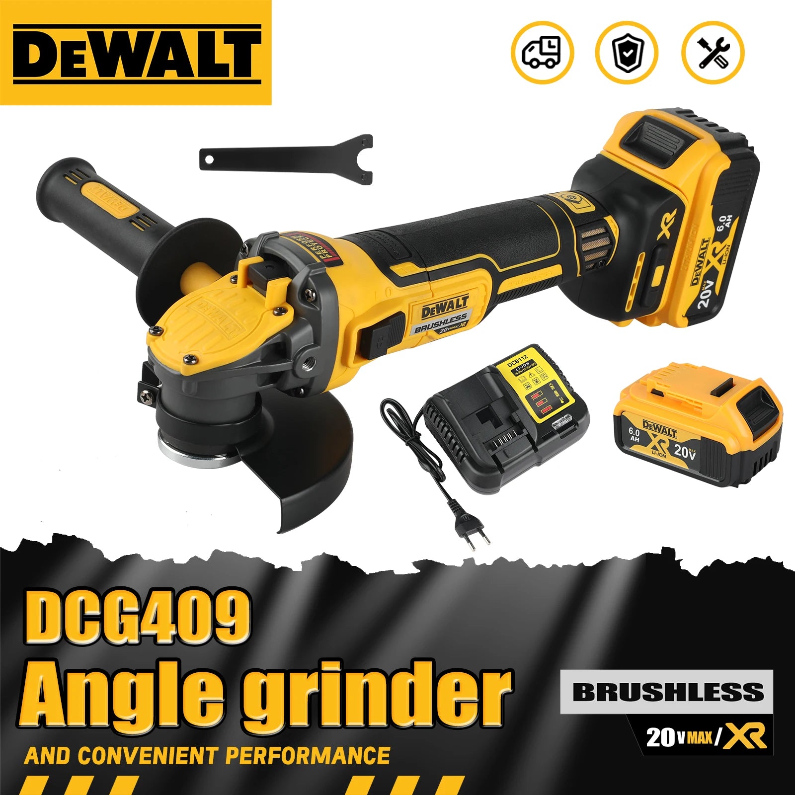 DEWALT DCG409 125mm Flat Head Angle Grinder Bare Machine Tool Cutting Machine 20v grinder  Brushless Tools