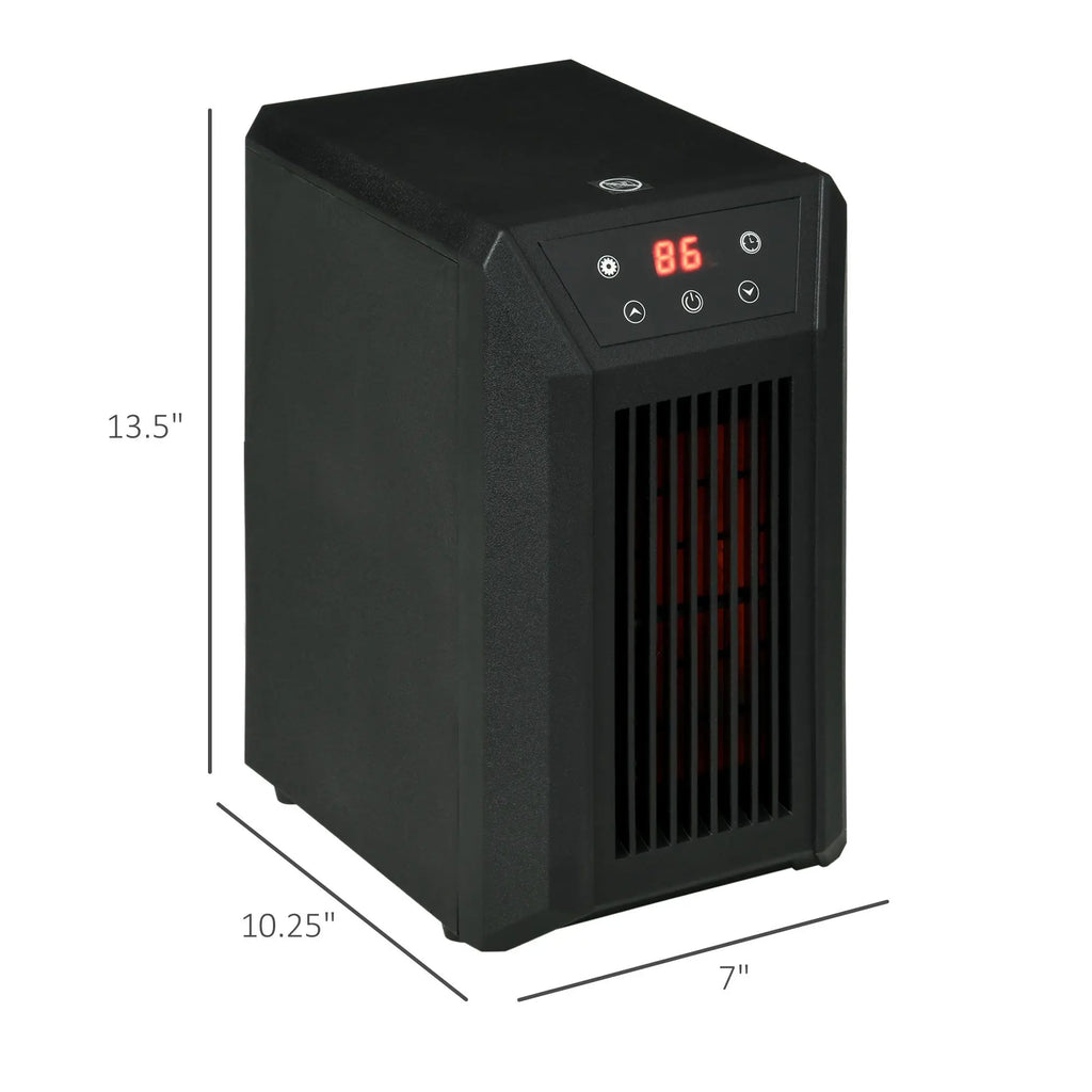 Portable Electric Space Heater 1500W Fast Heating Infrared Quartz Element Thermostat 3 Modes Remote 12h Timer