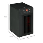 Portable Electric Space Heater 1500W Fast Heating Infrared Quartz Element Thermostat 3 Modes Remote 12h Timer