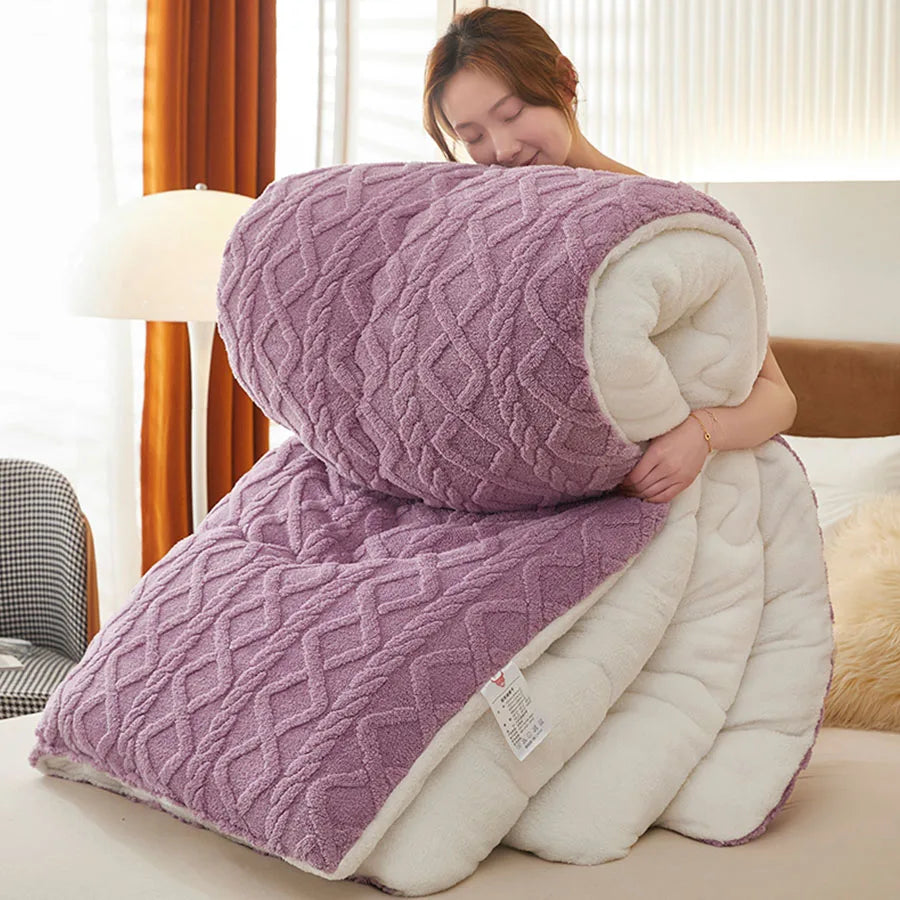 New Super Thick Winter Warm Blanket for Bed Artificial Lamb Cashmere Weighted Blankets Soft Comfortable Warmth Quilt Comforter