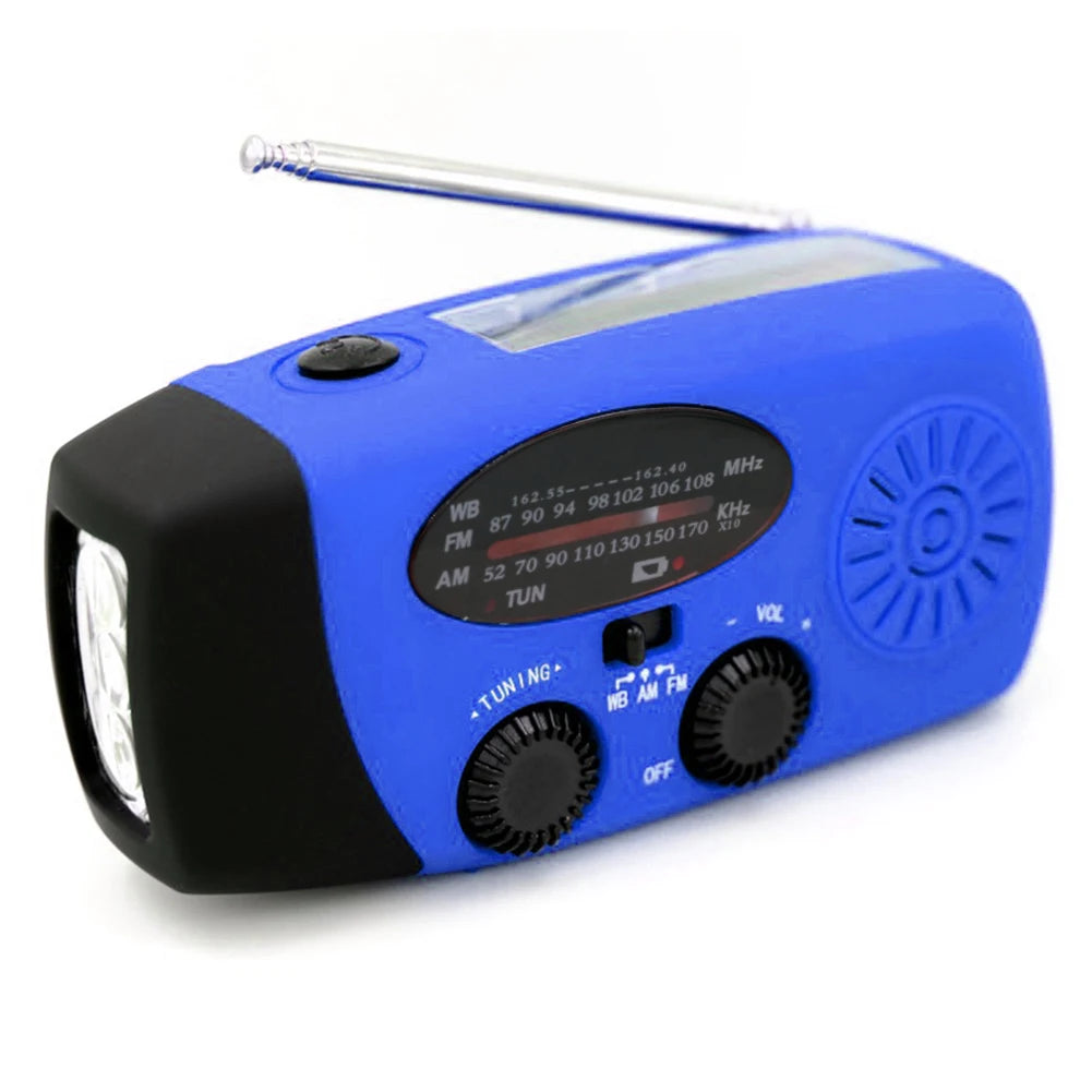 Emergency Solar Power Hand Crank Dynamo Generator 10000mAh Phone Charger Bank SOS AM/FM Weather Flashlight Radio Power Bank