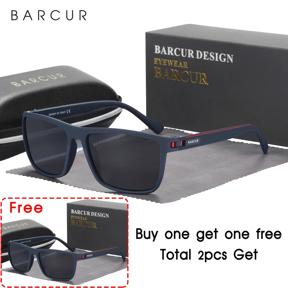 BARCUR Design TR90 Sunglasses Men Polarized Light Weight Sports Sun Glasses Women Eyewear Accessory Oculos UVAB Protection